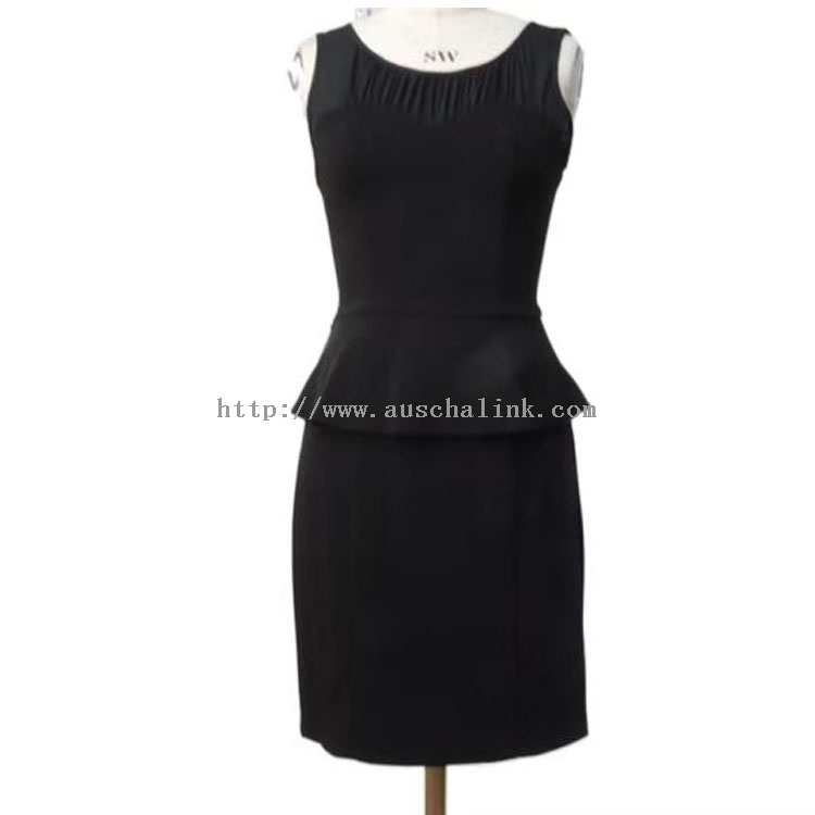 블랙 캐주얼 커리어 스플릿 민소매 드레스