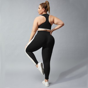 Sous-vêtements de sport 2 pièces grande taille, pantalons de course, de Yoga et de Fitness