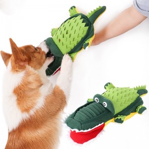 Crocodile designed durable multi-pocket slow feeding pad training toys