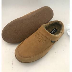 Bagong Arrival Mens Cowsuede Leather Indoor Slipper TPR Outsole