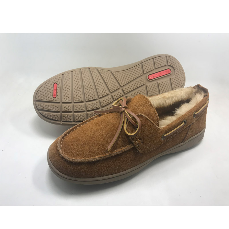 Mens leather shoes na may leather lace na nakatali sa vamp cozy slipper Featured Image