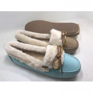 여성을위한 새로운 도착 패션 따뜻한 겨울 캐주얼 정품 가죽 로퍼 모카신 신발