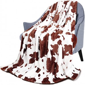 Одеяло с принтом коровы Мягкое флисовое детское одеяло коровьего цвета Маленькое тонкое легкое теплое уютное милое удобное одеяло из воловьей кожи для детского дивана-кровати 40 × 50 дюймов, 50 × 60 дюймов