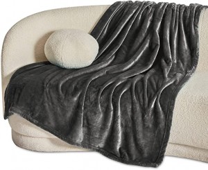 Fleece-teppe-pledd – lysegrå lette tepper for sofa, sofa, seng, camping, reise – Supermykt koselig mikrofiberteppe