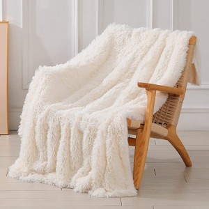 Dekorasyon na Extra Soft Fuzzy Faux Fur Throw Blanket Solid Reversible Lightweight Mahabang Buhok Shaggy Blanket, Fluffy Cozy Plush Comfy Microfiber Fleece Blanket para sa Couch Sofa Bedroom