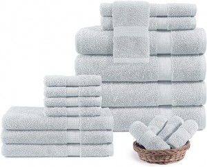 Luxury White Towels Set for Bathroom with Hand Towels and Washcloths – Premium Hotel & Spa Quality – 100% Ring Spun Turkish Cotton
