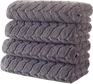 Turkish Cotton Luxury Softness Spa Towels (Grey, 4 pcs Hand Towel Set) SOFT AND PLUSH TOWELS
