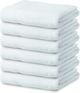 Hvidt badehåndklædesæt Pakke med 6 100% bomuldshåndklæder |Badehåndklæder til badeværelse 22×44 tommer |Ultra bløde spa håndklæder |Ringspundet badehåndklædesæt |Hotel Collection Håndklæder |Træningshåndklæder...