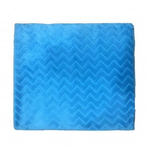 Wave Sky Blue Custom Fabric for Sofa Couch Bed 100% Polyester Jacquard Flannel Blanket