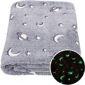 Светящееся в темноте одеяло 50 x 60 дюймов, фланелевое флисовое одеяло с узором звезд галактики, всесезонное серое одеяло для детей