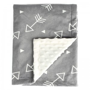 Baby Blanket Super Soft Minky with Double Layer Dotted Backing, Little Grey Arrows Printed 30 x 40 Inch, Receiving Blankets