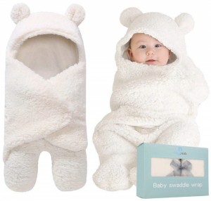 Baby Swaddle Blanket | Ultra-Soft Plush Essential for Infants 0-6 Months | Receiving Swaddling Wrap White | Ideal Newborn Registry and Toddler Boy Accessories | Perfect Baby Girl Shower Gift
