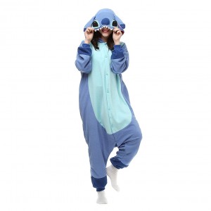 Yetişkin Onesie Hayvanlı Pijama Cadılar Bayramı Cosplay Kostümleri Parti Mavi Giymek
