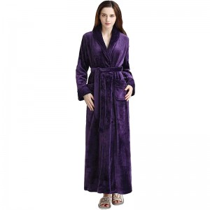Lång badrock för damer Plysch mjuk fleece badrockar Nattlinne Dam Pyjamas Sovkläder Housecoat