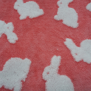Pembe Shu Kadife Tavşan Desenli Tekstil Kumaş