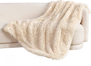 Faux Fur Throw Blanket Black – Fuzzy Fluffy Super Furry Plush Soft Furry Decorative Comfy Shag Thick Sherpa Shaggy Throws and Blankets for Sofa, Couch, Bed