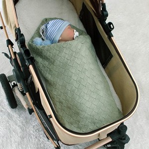 Kabelstickad babyfilt Grön mottagande babyfilt Virkad säker cellfilt baby för nyfödd pojke och flicka Storlek 40×30 tum