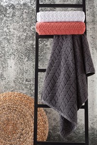 トルコ綿の贅沢な柔らかさのスパタオル (グレー、ハンドタオル4枚セット) SOFT AND PLUSH TOWELS
