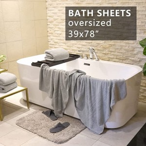 39×78 inch Oversize Bath Sheets Premium Extra Large Bath Towel atọrọ maka ụlọ ịsa ahụ Ultra Soft Highly Absorbent Hotel Quality Fluffy Microfiber Coral Shower Towels 80% Polyester (Grey 2)