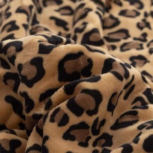 Leopard Print Fleece kemul Flanel ing sisih siji lan kain Sherpa ing sisih liyane