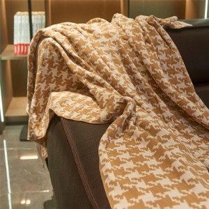 Klasikong Houndstooth Pattern na Full Polyester Fabric Bed Blanket Cover Blanket