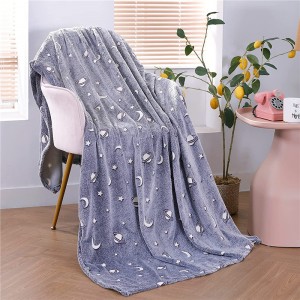 Kuwala mu Mdima Woponya Blanketi 50 x 60 mainchesi, Galaxy Stars Pattern Flannel Fleece Blanket, All Seasons Gray Blanket for Kids