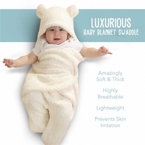 Baby swaddle teppe |Ultra-myk plysj essensielt for spedbarn 0-6 måneder |Motta swaddling Wrap White |Ideell nyfødtregister og småbarnsguttertilbehør |Perfekt baby jente dusj gave