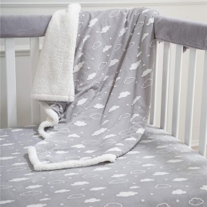 Baby Company Heavenly Soft Chenille Sherpa Receiving Blanket, 3D Grey, 30″ x 35″, ji bo Kur û Keçan