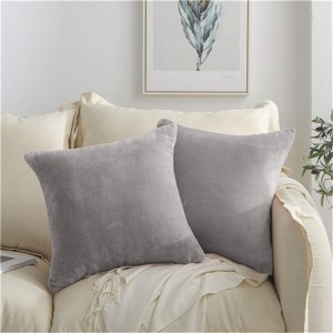 Mezcla 2 Pack Soft Fleece Throw Pillow Covers 18×18 Inci, Sarung Bantal Dekoratif 18×18 Sarung Bantal Persegi untuk Sofa/Sofa/Mobil/Tempat Tidur-45×45 cm, Abu-abu Muda