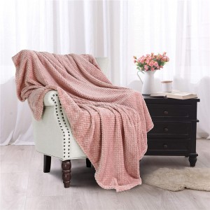 Покривач од меког флиса са текстуром вафла, велико ћебе (прашно розе, 50 к 70 инча) - удобно, топло и лагано