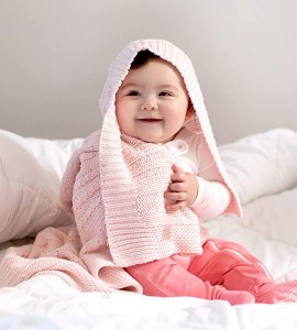 Вязаное одеяло, одеяло для детской комнаты и прогулочной коляски, 100% органический хлопок, 30″ x 40″