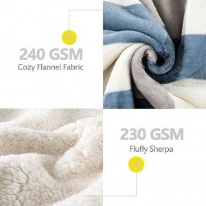 Sherpa Fleece Throw Blanket 60″ x 80″ Reversible Plush Fluffy Lattice Flannel Blanket para sa Sofa Couch Bed