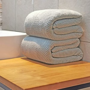 39 × 78 Inch Oversize Bath Sheets Premium Extra Loj Da Dej Towels Teeb rau Chav Dej Ultra Mos Absorbent Hotel Zoo Fluffy Microfiber Coral Da Dej Towels 80% Polyester (Grey 2)