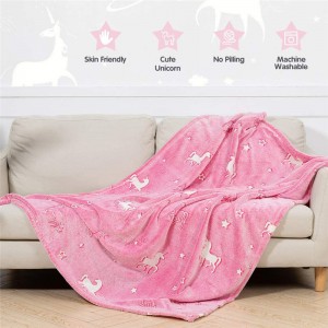 Blanket Glow in the Dark 50 x 60 Inches, Pink Unicorn Throw Blanket Soft Kids Blanket All Season Fleece Blankets and Throws Unicorn Gift for Girls