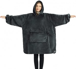 महिलाओं और पुरुषों के लिए पहनने योग्य कंबल स्वेटशर्ट, विशाल जेब के साथ बड़े शेरपा ऊन कंबल हुडी