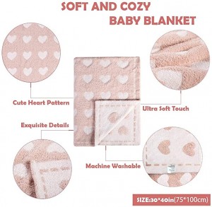 Baby Bed Blanket, Love Heart Receiving Swaddling Blanket para sa Baby Boys & Girls, Unisex Plush Soft Warm Throw Blanket para sa Newborn Infant at Toddler
