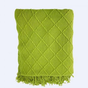 خالص رنگ Rhombic Fringed Polyester ڪشميري شال چادر