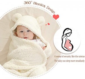 FJYQOP Coperta per fasce per neonati, maschietti e ragazze, carina coperta in peluche di cotone per ricevere, involucri per dormire per neonati per 0-6 mesi - blu