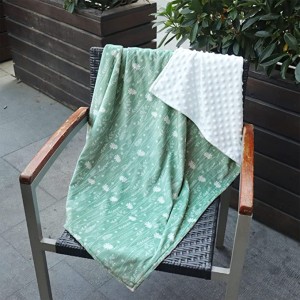 Minky Baby Blanket Super Soft Toddler Blanket with Plush dotted Backing, ද්විත්ව ස්ථර අලුත උපන් පිරිමි ගැහැණු ළමයා තවාන් ඇඳ සඳහා බ්ලැන්කට්ටුවක් ලබා ගනී, නිල් කොළ යාපහුව බලකොටුව මල්, අඟල් 30 x 40