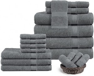 Луксозен комплект бели кърпи за баня с кърпи за ръце и кърпи за измиване – Premium Hotel & Spa качество – 100% турски памук с пръстен