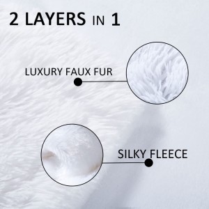 I-White Faux Fur Phosa ingubo yeBhedi, i-2 Layers, 50″ x 60″, iSoft Fuzzy Fluffy Plush Couch Blanket enoboya obufudumeleyo beSofa yesitulo saseBusika kwiBedroom yokulala yeKrisimesi