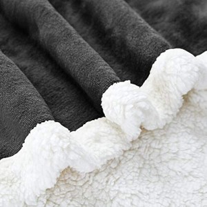 Sherpa Fleece-teppe til sofa (mørkegrå) Myke plysjtepper Fluffy Fuzzy Varme koselige pledd til sofa