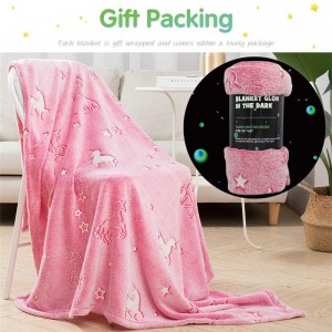 Одеяло, светящееся в темноте, 50 x 60 дюймов, розовое одеяло с единорогом, мягкие детские одеяла, всесезонные флисовые одеяла и покрывала, подарок единорога для девочек