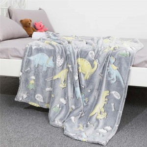 Soft Glowing Blanket for Boys and Girls, Fluffy Plush Dino Blankets for Jurassic Fans, Birthday Gift, 50×60 Inches, Grey