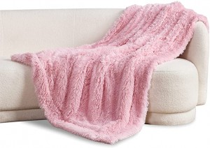 Faux Fur Throw Blanket Black – Fuzzy Fluffy Super Soft Furry Plush Dekorasyon Comfy Shag Baga nga Sherpa Shaggy Throws ug Blankets para sa Sofa, Sopa, Bed