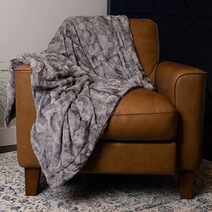 ភួយ Faux Fur Home Throw Blanket ដ៏កក់ក្ដៅដ៏កក់ក្តៅបំផុតដោយប្រណិតភាពដ៏ទន់ភ្លន់ (Solid Ivory, ធំ 50 "x 60")