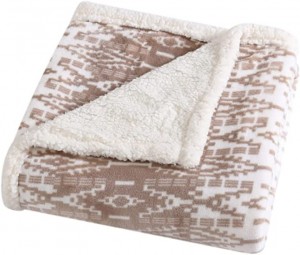 Ultra-Plush Collection-tæppe-vendbart sherpa-fleecebetræk, blødt og hyggeligt, perfekt til seng eller sofa, San Juan Oyster
