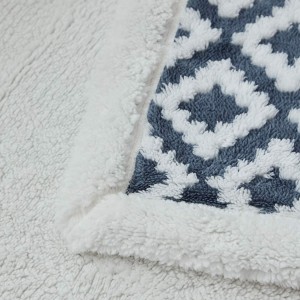 Sherpa Fleece Plush Throw Blanket Super Warm Soft Cozy Fuzzy Microfiber for Couch Bed with Diamond Jacquard Print
