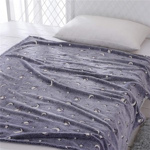 Glow in The Dark Throw Blanket 50 x 60 Inches, Galaxy Stars Pattern Flannel Fleece Blanket, All Seasons Gray Blanket para sa Mga Bata