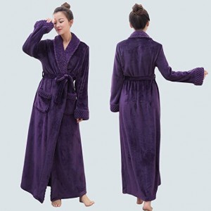 Lang badekåbe til kvinder Plys blød fleece badekåber Natkjole Dame Pyjamas Nattøj Housecoat